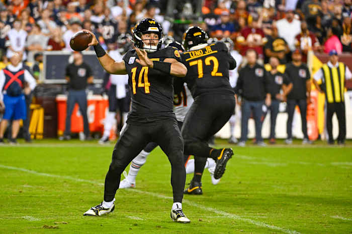 Sam Howell has the fourth-most passing attempts in the NFL through five weeks.